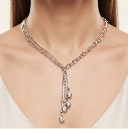 Anti-Tarnish Capsule Chain Y-Shape With Crystal