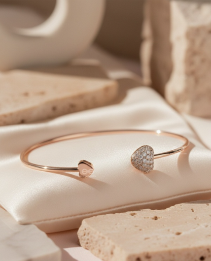 Golden Heart Rhinestone Bracelet