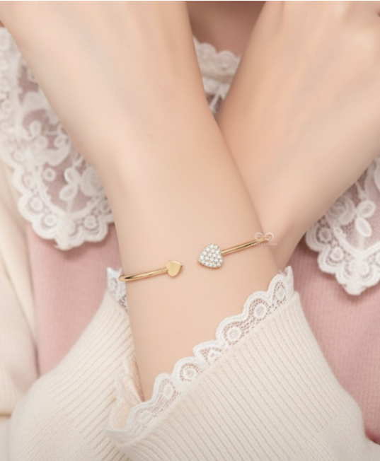 Golden Heart Rhinestone Bracelet