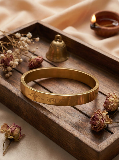 Jay Sree Ram Engraved Kada Bracelet for Men | Devotion to Lord Rama |Premium Gold-Plated