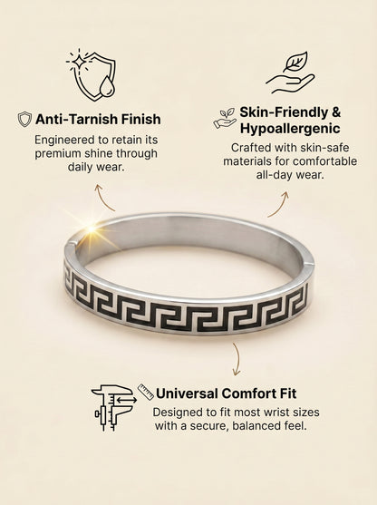 Silver Designer Kada Bracelet for Men | Stylish Designer Bracelet For Gen-Z Men