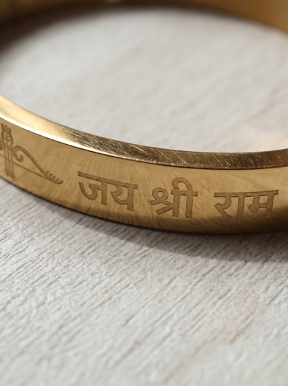 Jay Sree Ram Engraved Kada Bracelet for Men | Devotion to Lord Rama |Premium Gold-Plated