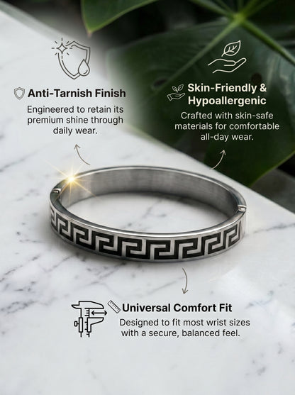 Silver Designer Kada Bracelet for Men | Stylish Designer Bracelet For Gen-Z Men