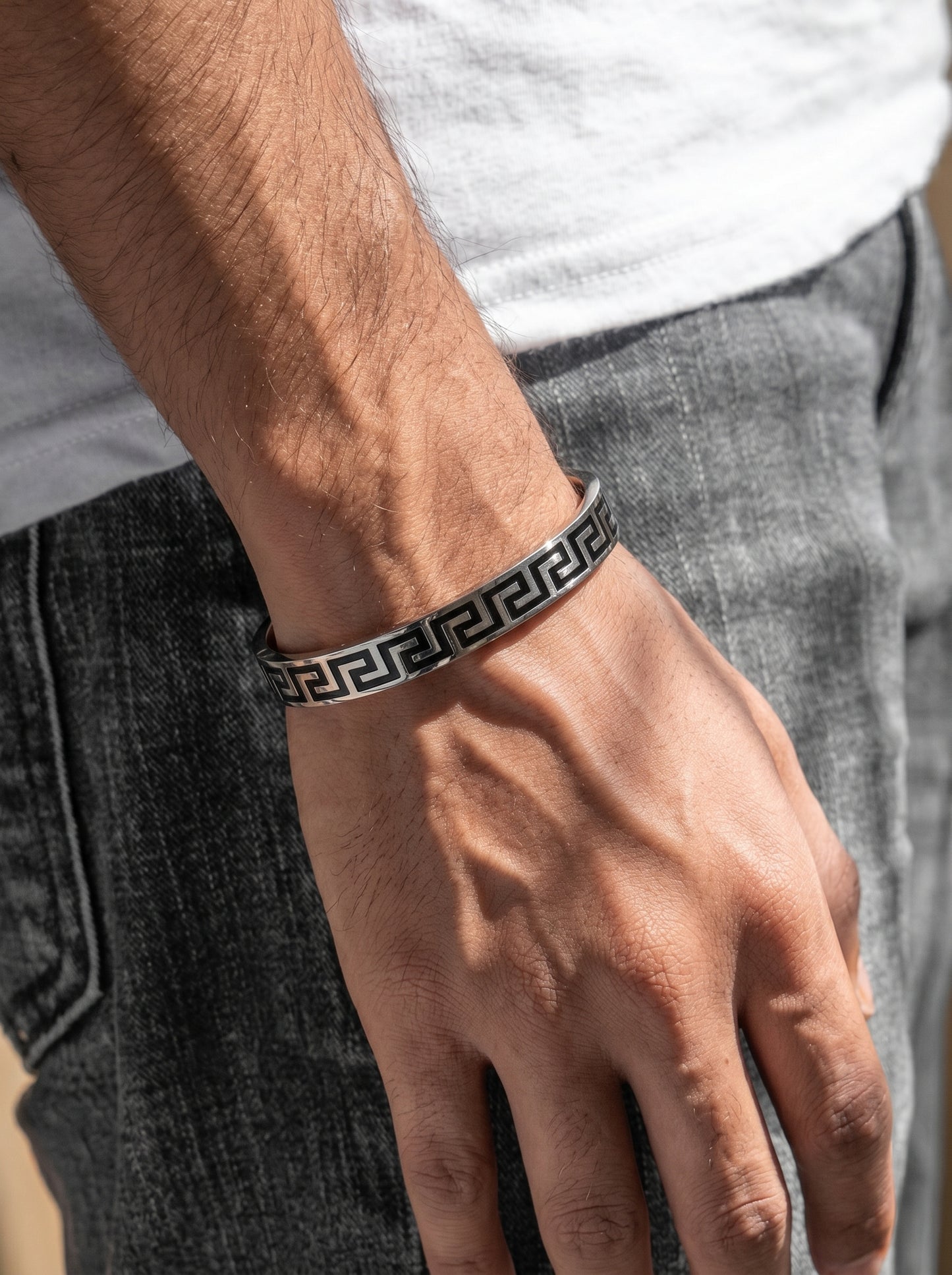 Silver Designer Kada Bracelet for Men | Stylish Designer Bracelet For Gen-Z Men